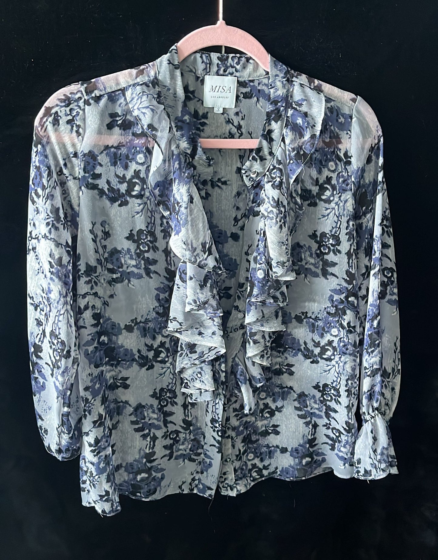 MISA Los Angeles - Floral blouse with ruffles and long sleeves