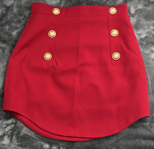 Balmain - Red skirt with golden buttons