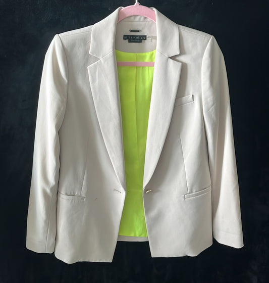 Alice + Olivia - White blazer with neon yellow lining